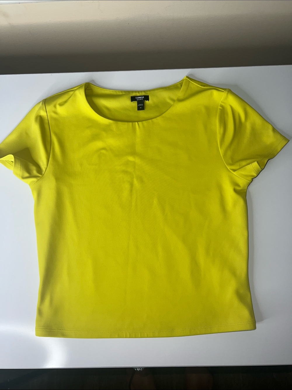 Express Bright Yellow Short Sleeve Crewneck Tee